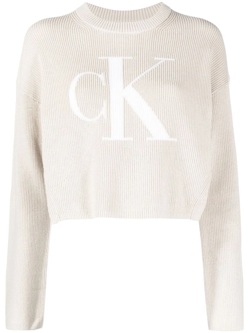 

Calvin Klein ribbed-knit logo-patch jumper - Neutrals