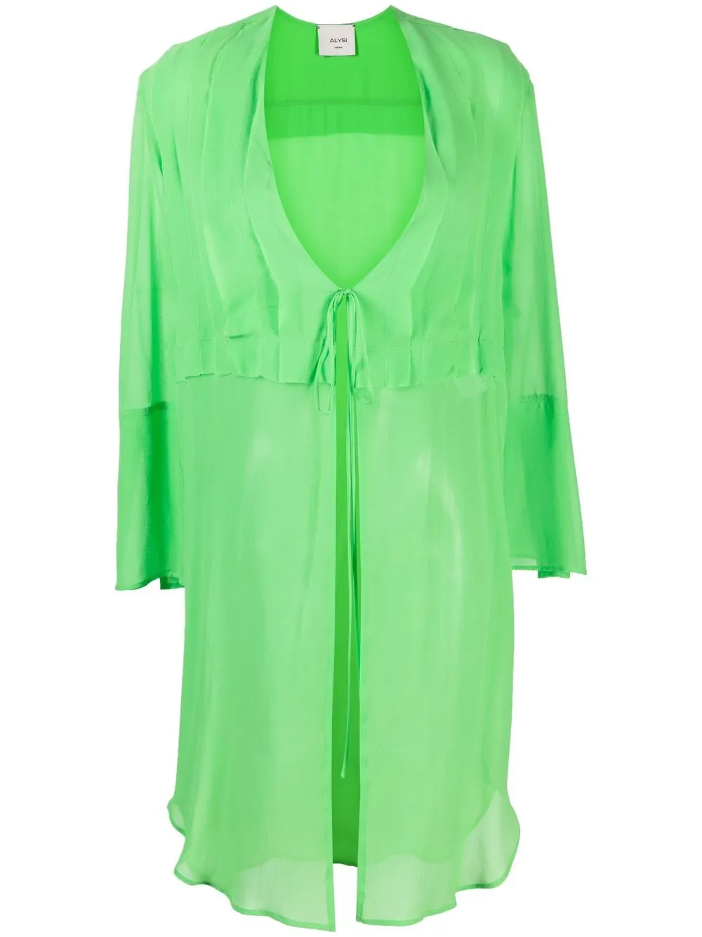 

Alysi pleat-detail tie-fastened coat - Green