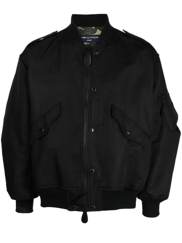 Comme Des Gar ons Homme zip up Linen Bomber Jacket Farfetch