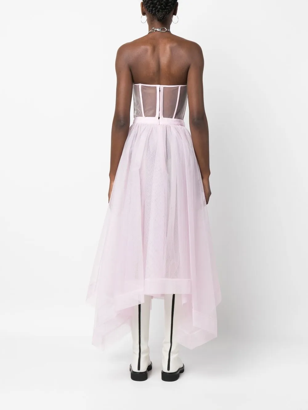 Shop Alexander Mcqueen Strapless Boned-bodice Dress In Pink