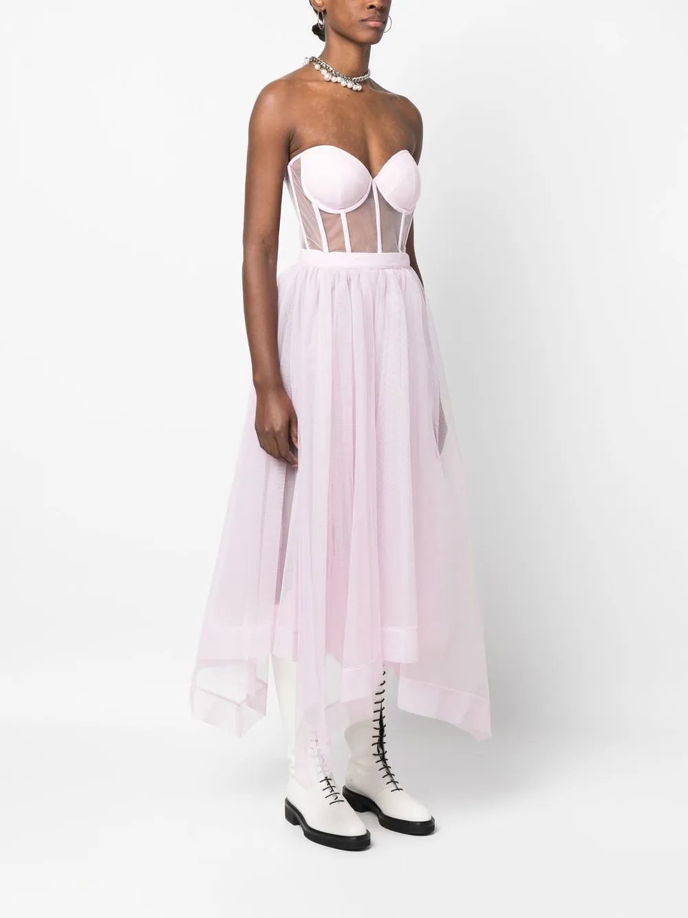 Shop Alexander Mcqueen Strapless Boned-bodice Dress In Pink