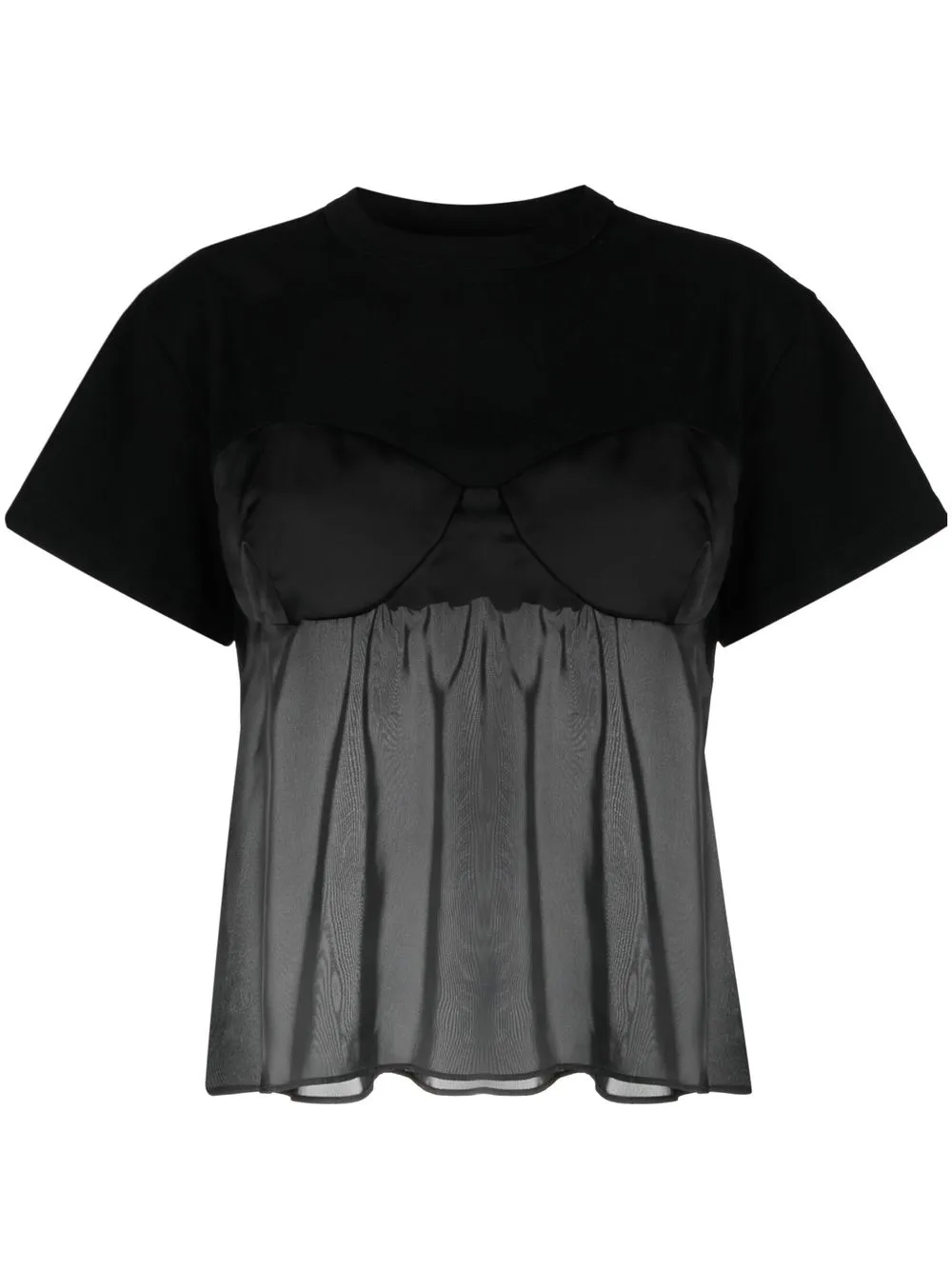 Image 1 of sacai flared semi-sheer T-shirt