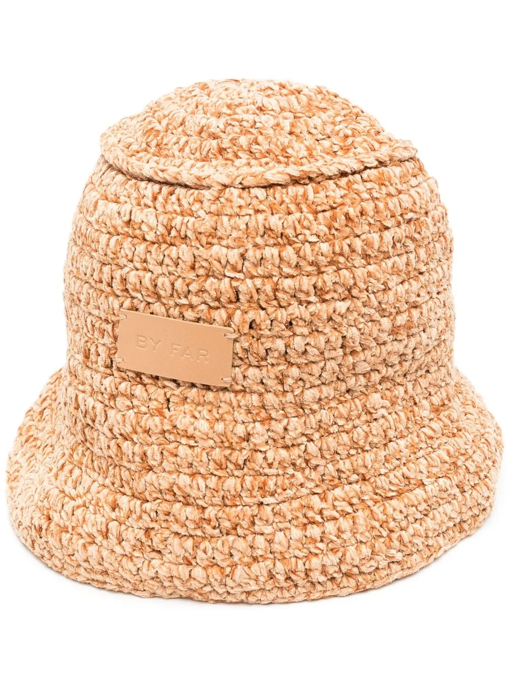 

BY FAR logo-patch knitted bucket hat - Neutrals