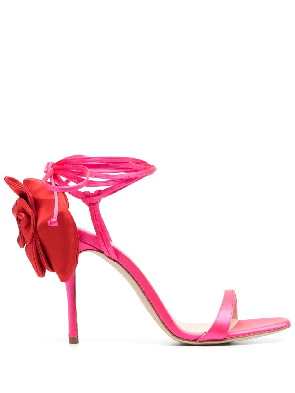 

Magda Butrym 105mm rose-embellished satin sandals - Pink