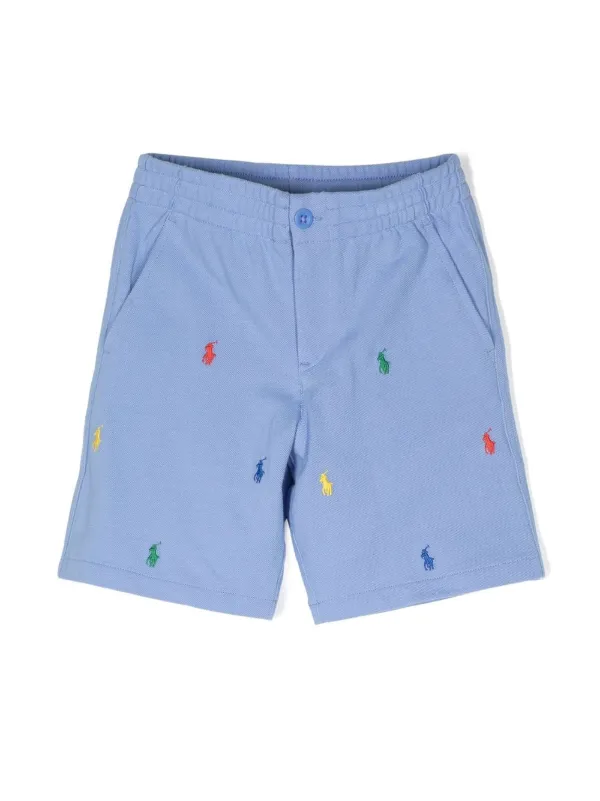 POLO RALPH LAUREN KIDS Short De Sport Prepster à Logo Brodé Bleu