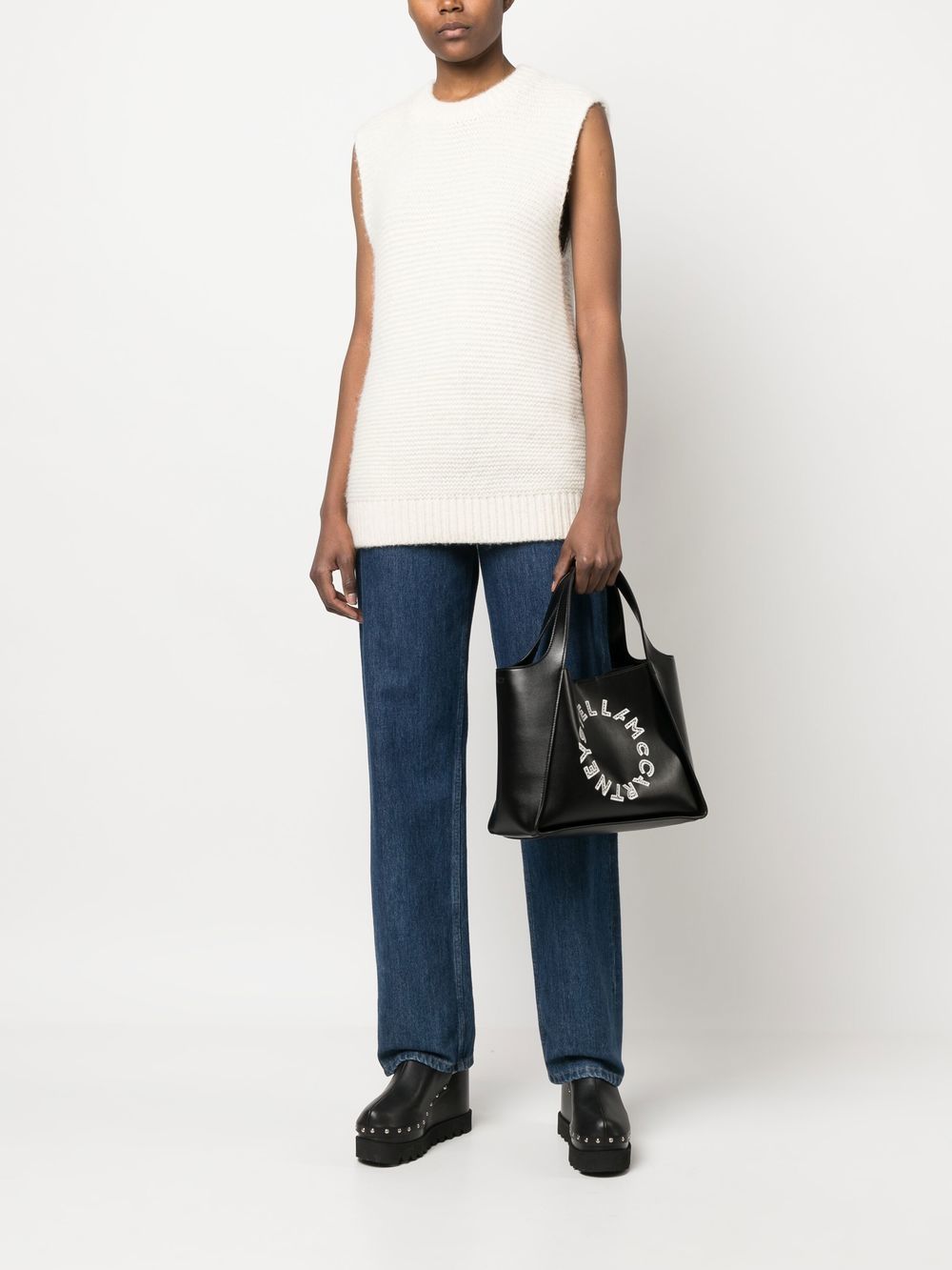 Stella McCartney Shopper met geborduurd logo - Zwart