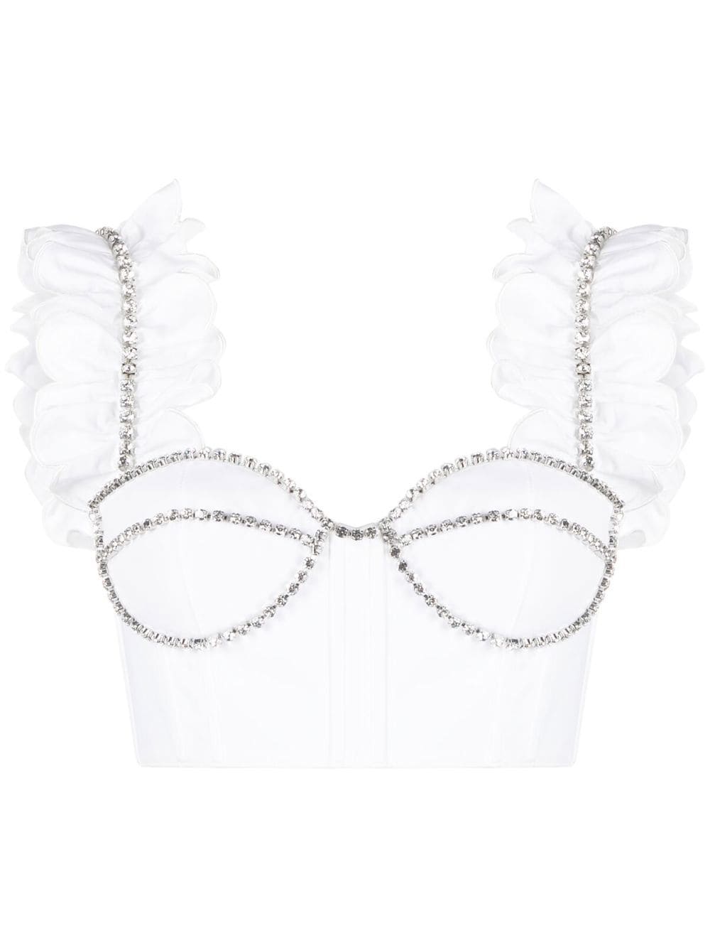 Shop Area Crystal-embellished Cropped Top In White