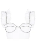 AREA crystal-embellished cropped top - White