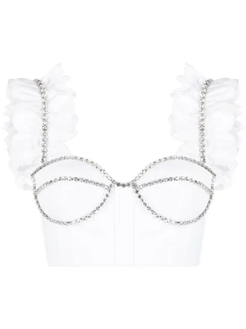 AREA Blusa cropped com cristais
