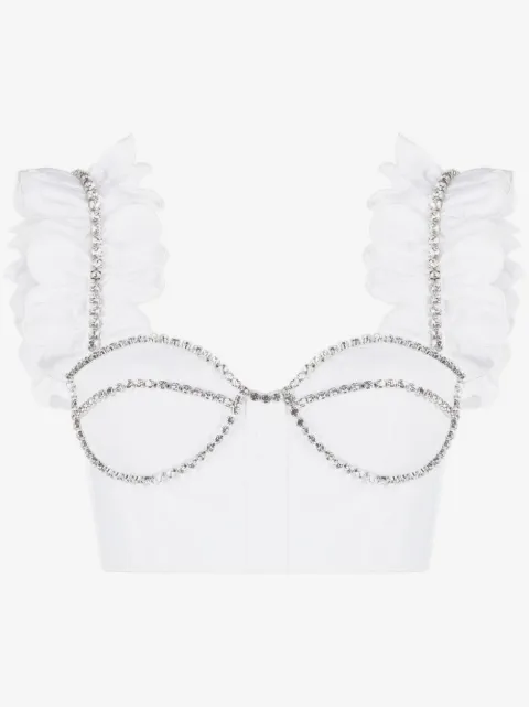 AREA Blusa cropped com cristais