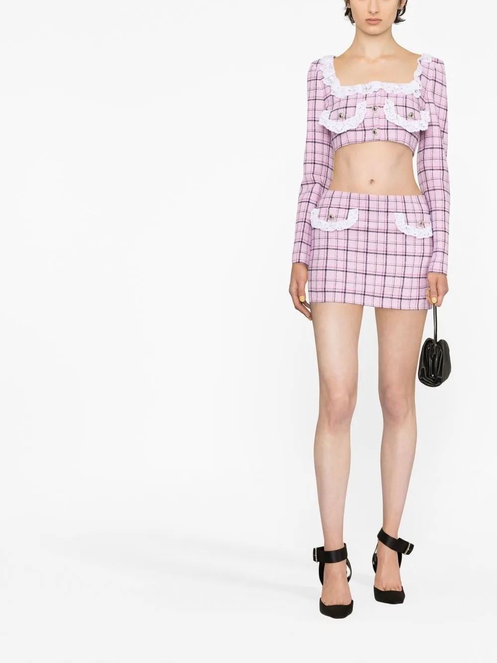 Alessandra Rich Geruite mini-rok - Roze