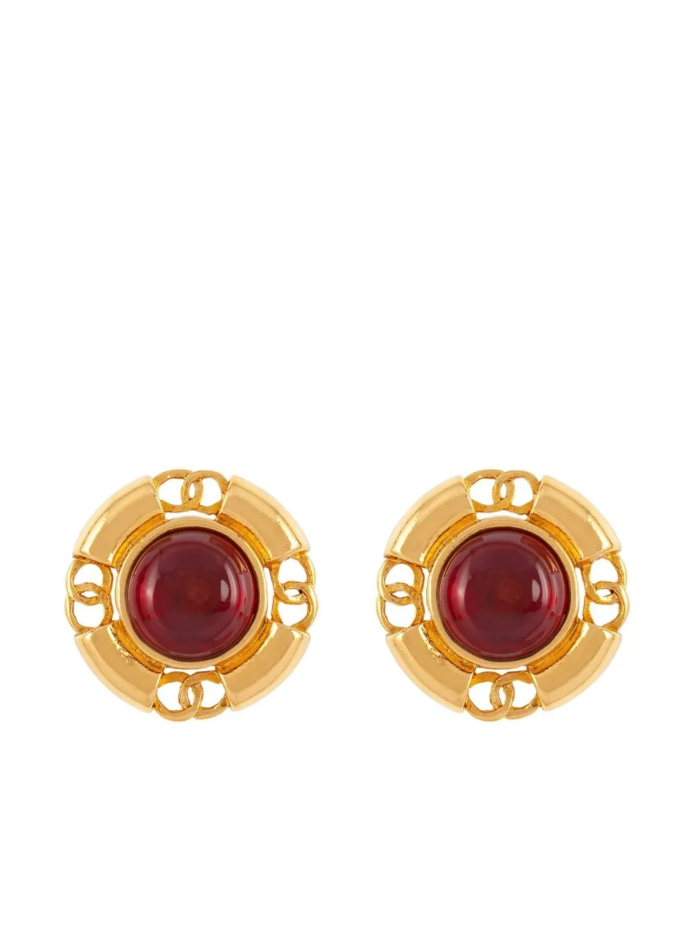 

CHANEL Pre-Owned 1980s CC-edge button clip-on earrings - Gold