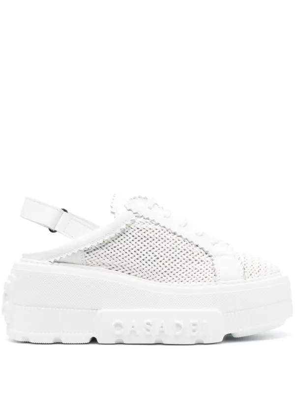 Woven clearance platform sneakers