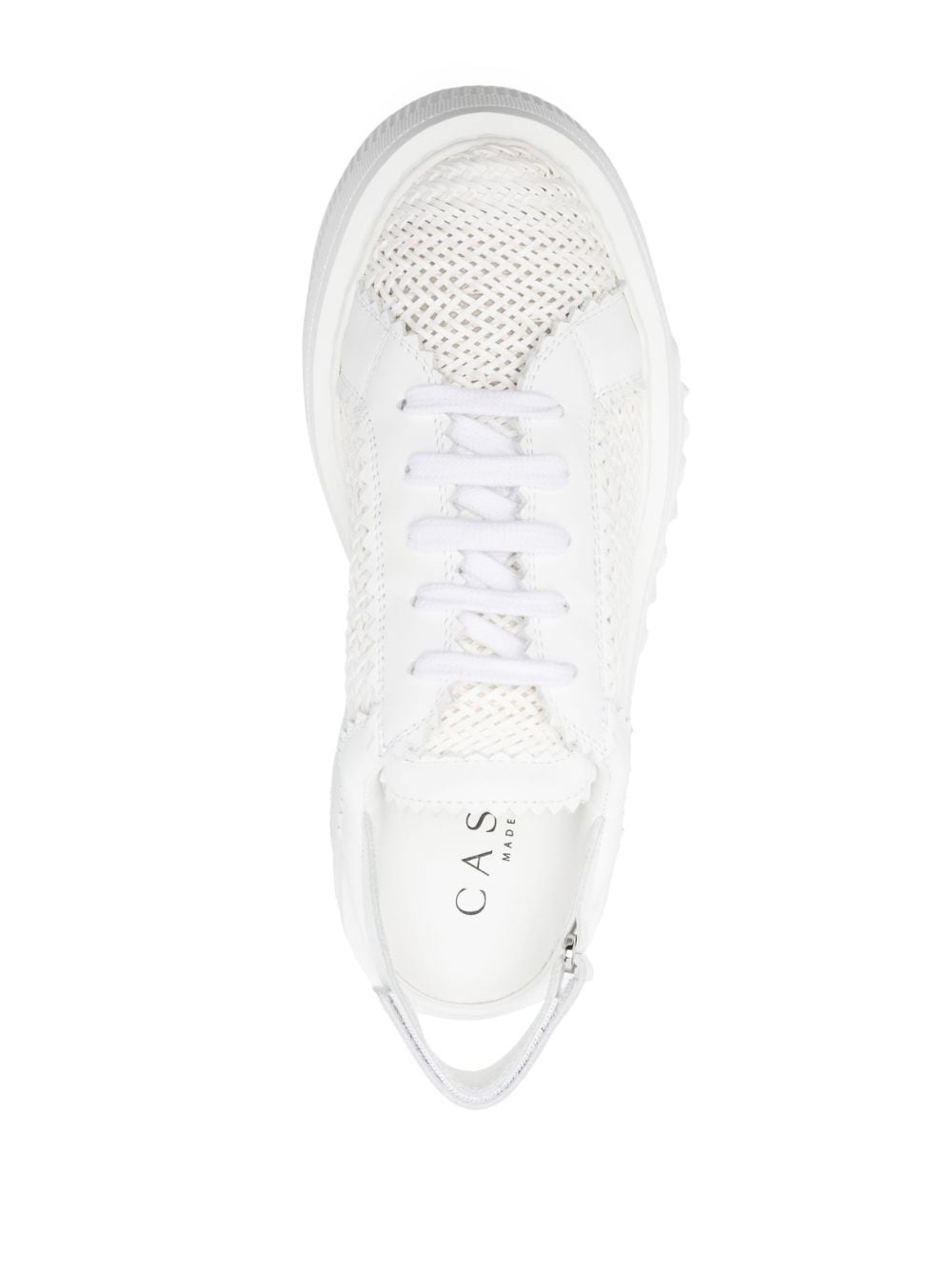 Shop Casadei 85mm Woven Platform Sneakers In White