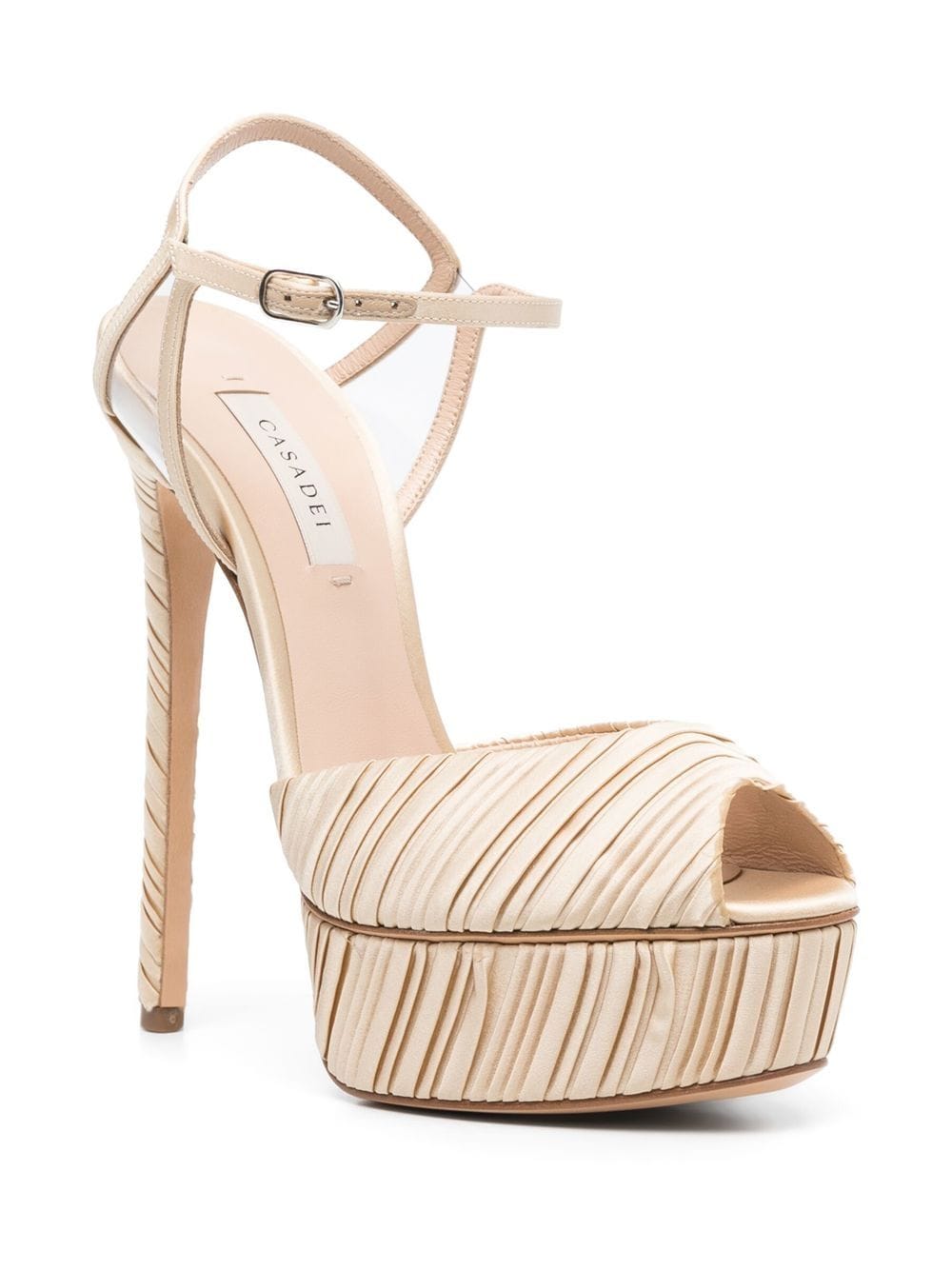 Casadei Flora plissé sandalen met plateauzool - Beige