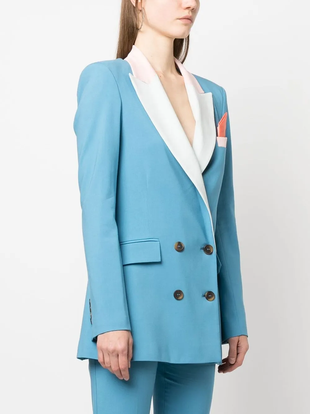 HEBE STUDIO CONTRASTING-LAPELS DOUBLE-BREASTED BLAZER
