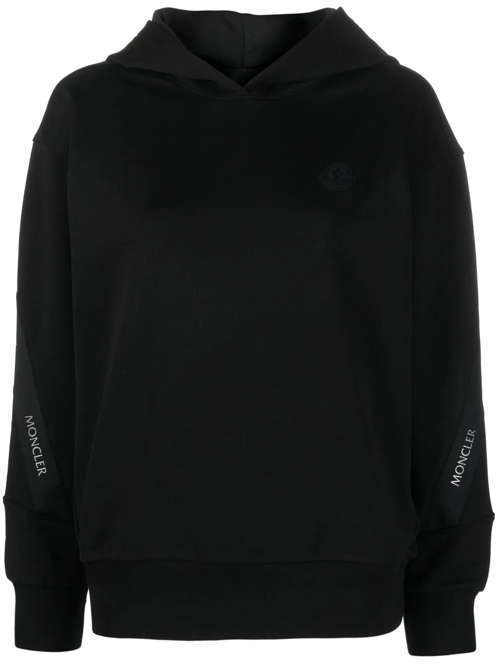 Moncler Logo-stripe Cotton-fleece Hoodie In Black