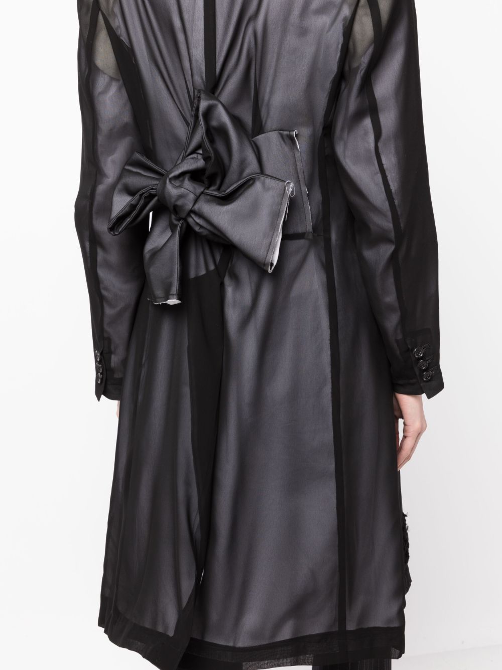 Shop Comme Des Garçons Crochet-overlay Single-breasted Coat In Black