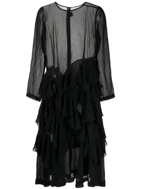 Comme Des Garçons Comme Des Garçons semi-sheer tiered midi dress
