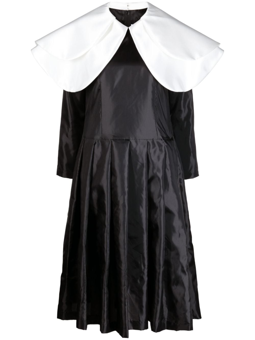 Comme Des Garçons Comme Des Garçons Cape-overlay Long-sleeve Dress In Black