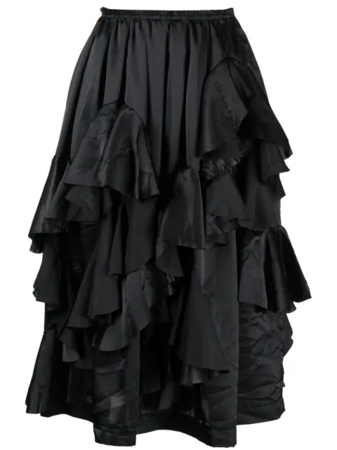 Comme Des Garçons Comme Des Garçons satin ruffled midi skirt 