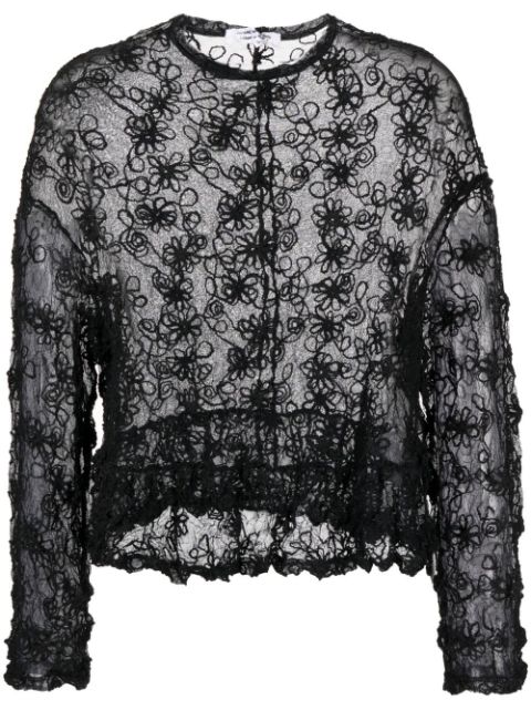 Comme Des Garcons Comme Des Garcons sheer floral-embroidered blouse Women