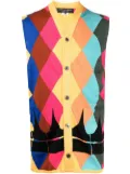 Comme des Garçons Homme Plus argyle intarsia-knit cardigan - Yellow