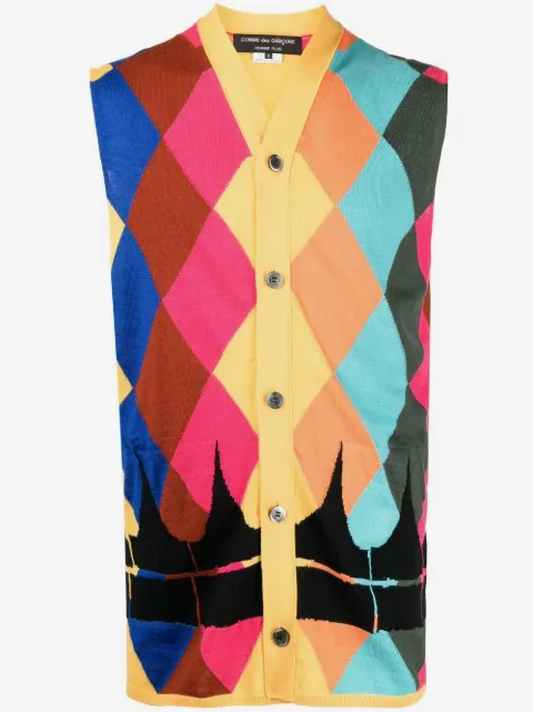 Comme des Garçons Homme Plus cárdigan tejido con motivo de rombos en intarsia