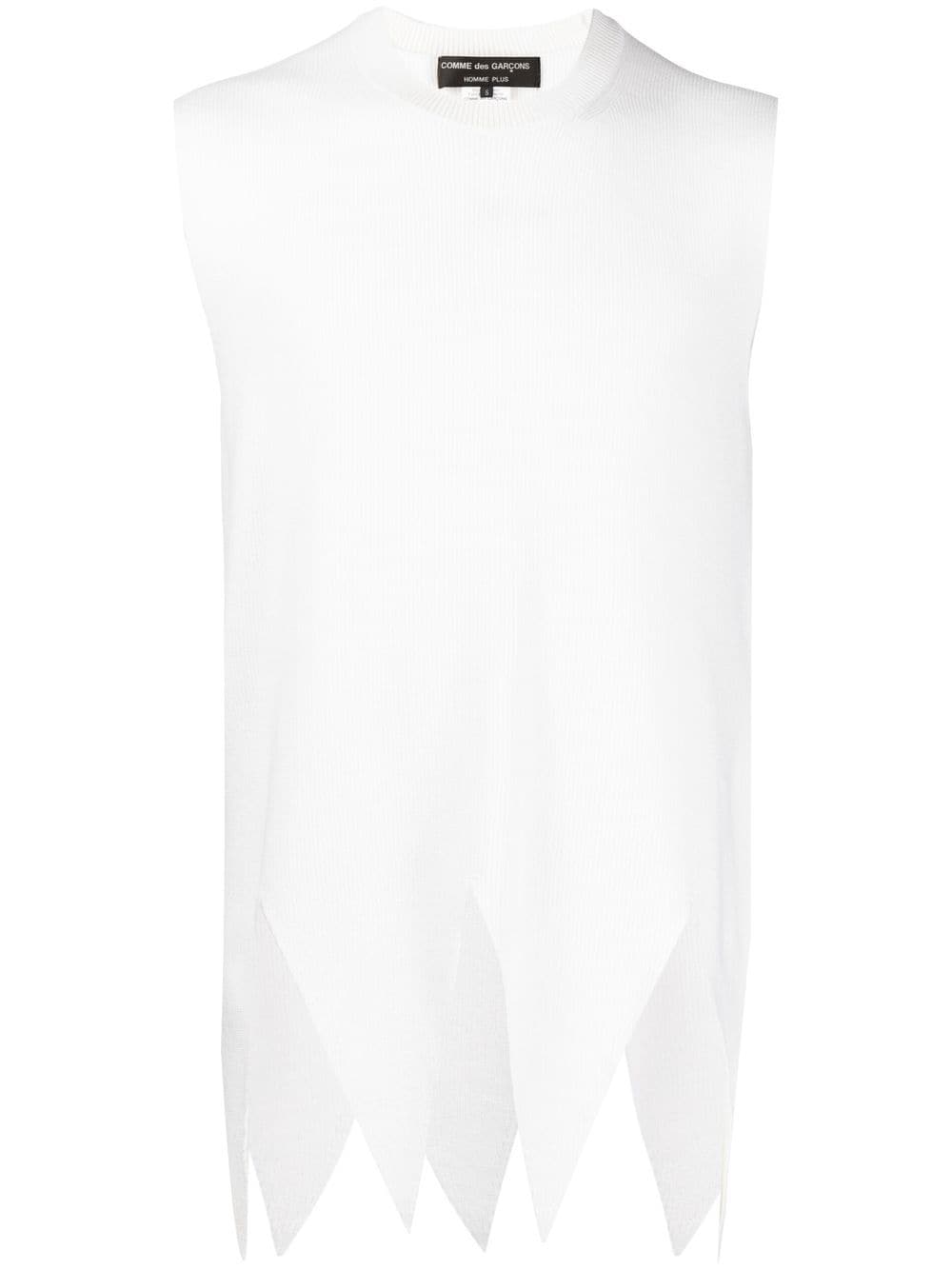 Comme Des Garçons Homme Deux Asymmetric-hem Knitted Top In Weiss