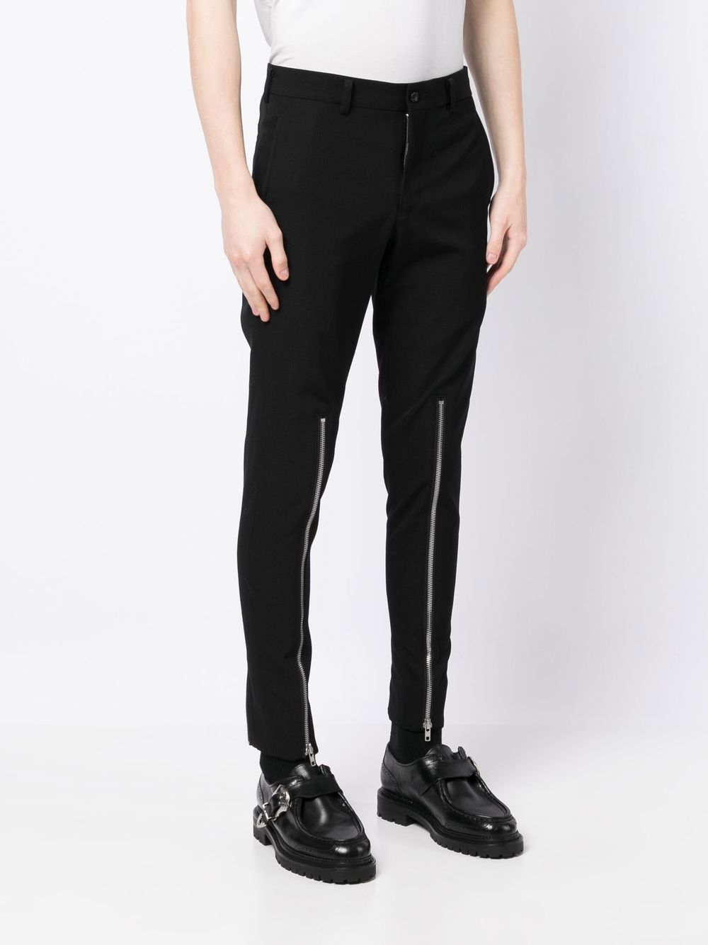 Shop Comme Des Garçons Homme Deux Zip-detail Skinny Trousers In Schwarz