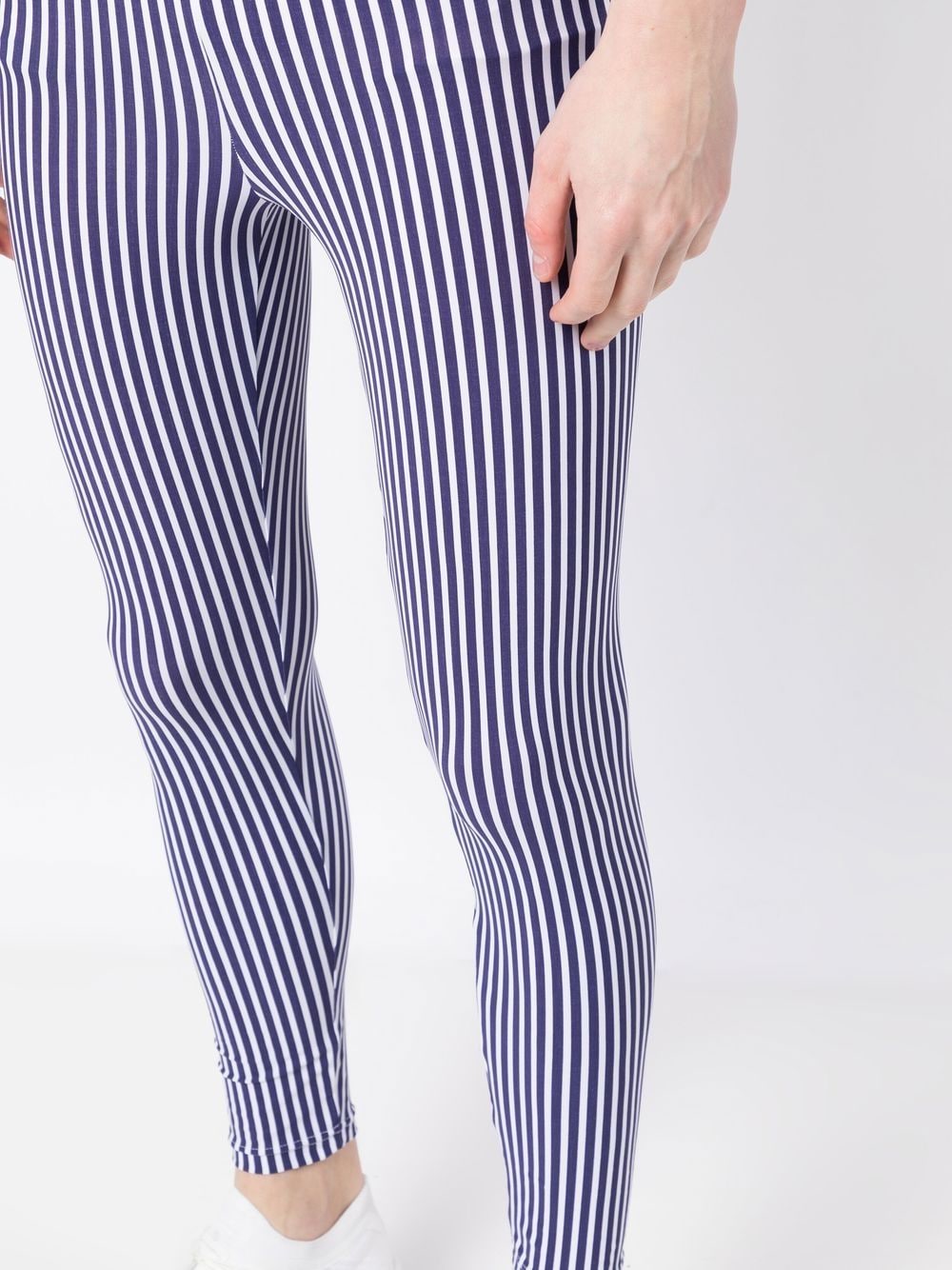 Shop Comme Des Garçons Homme Deux Vertical-stripe Leggings In Blue