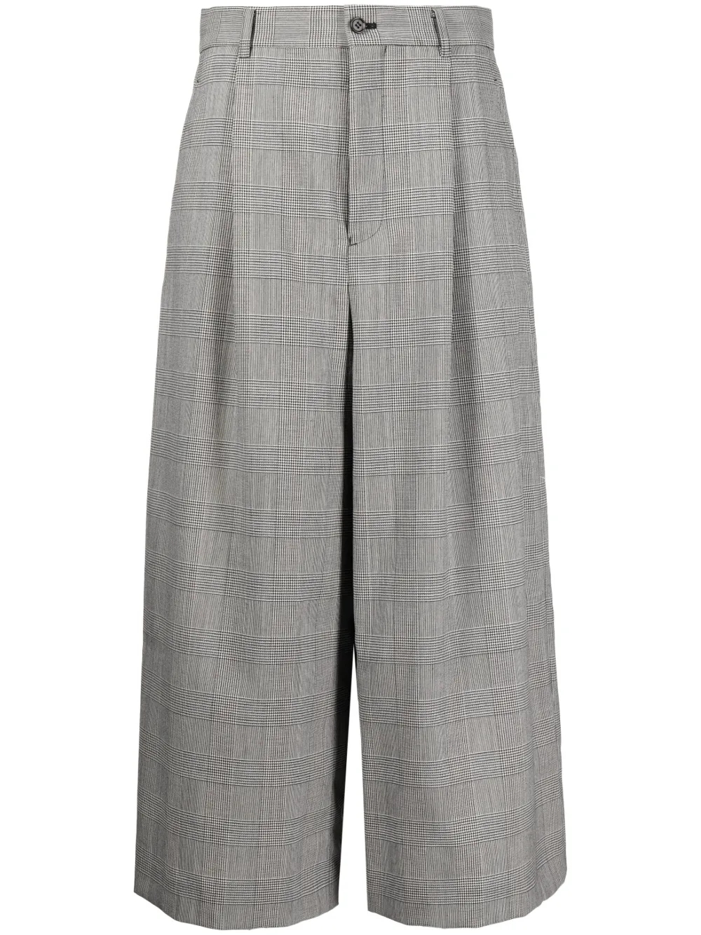 Comme Des Garçons Glencheck Cropped Trousers In Black