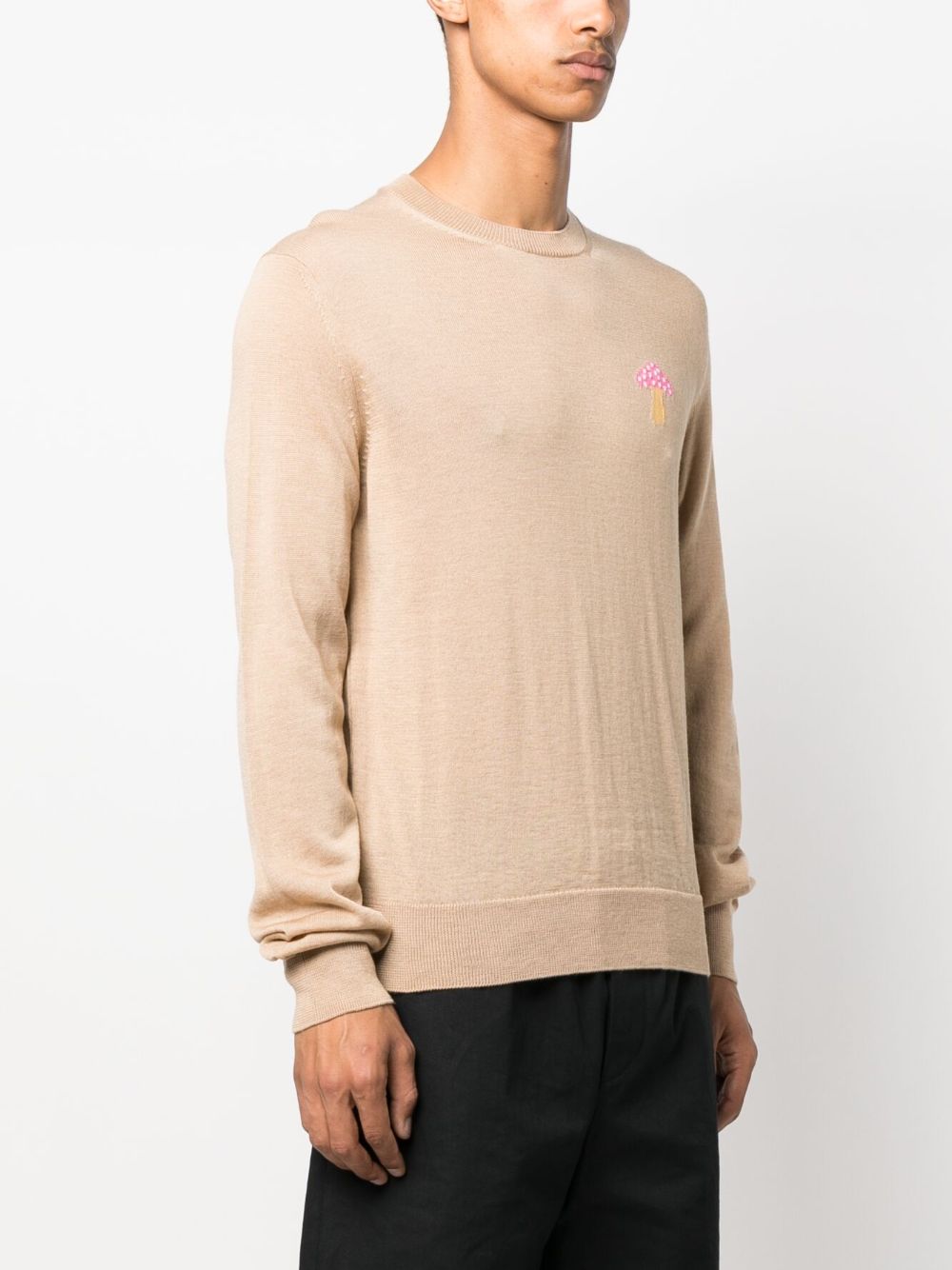 Shop Comme Des Garçons Shirt Mushroom-print Fine-knit Jumper In Nude