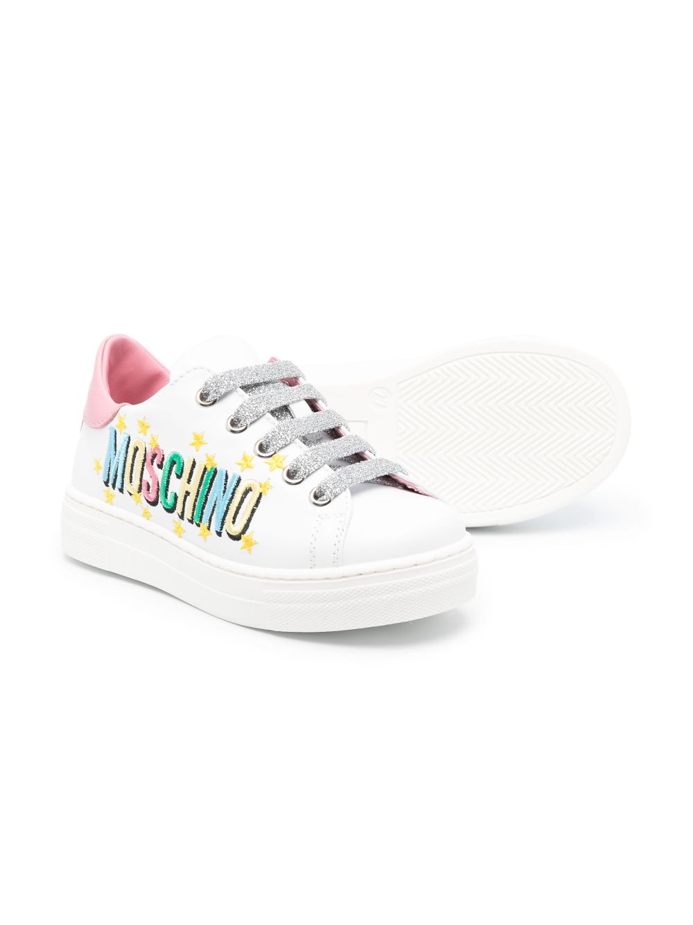 Moschino Kids Sneakers met logoprint - Wit