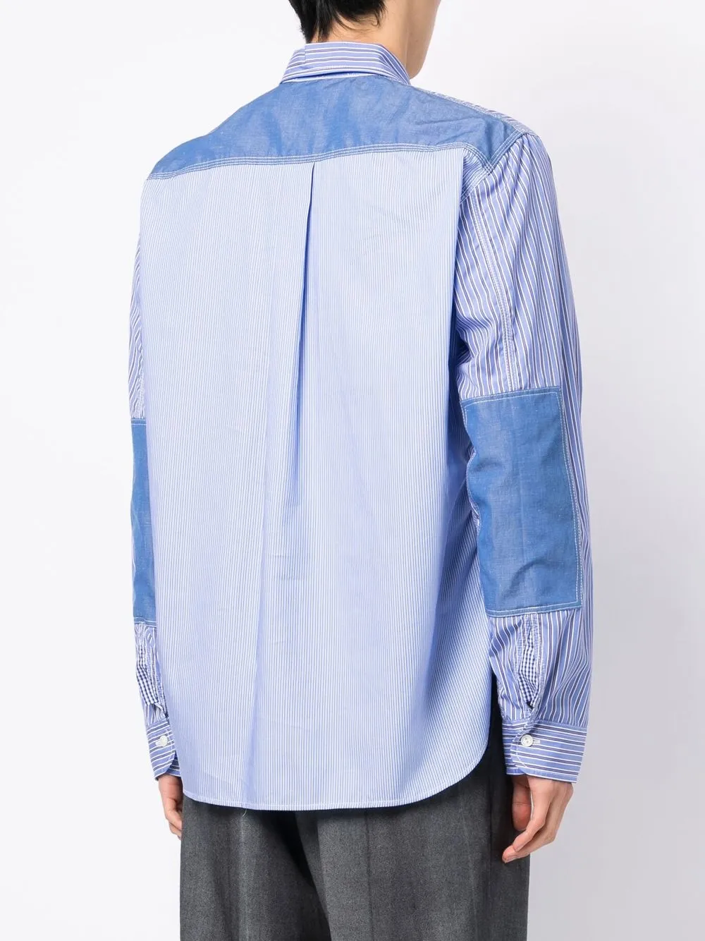 Shop Junya Watanabe Pop Art Patch Striped Shirt In Blue