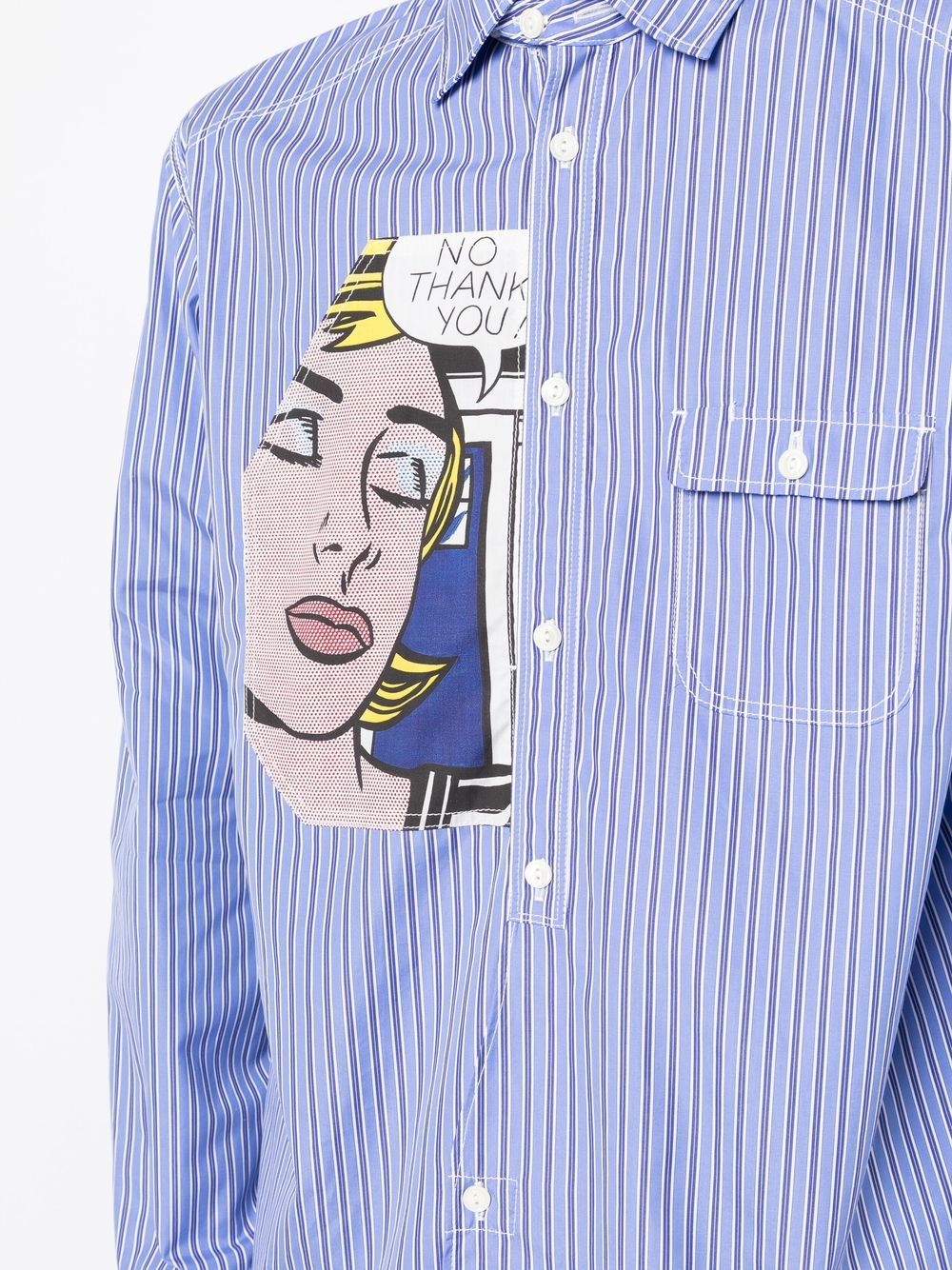 Shop Junya Watanabe Pop Art Patch Striped Shirt In Blue