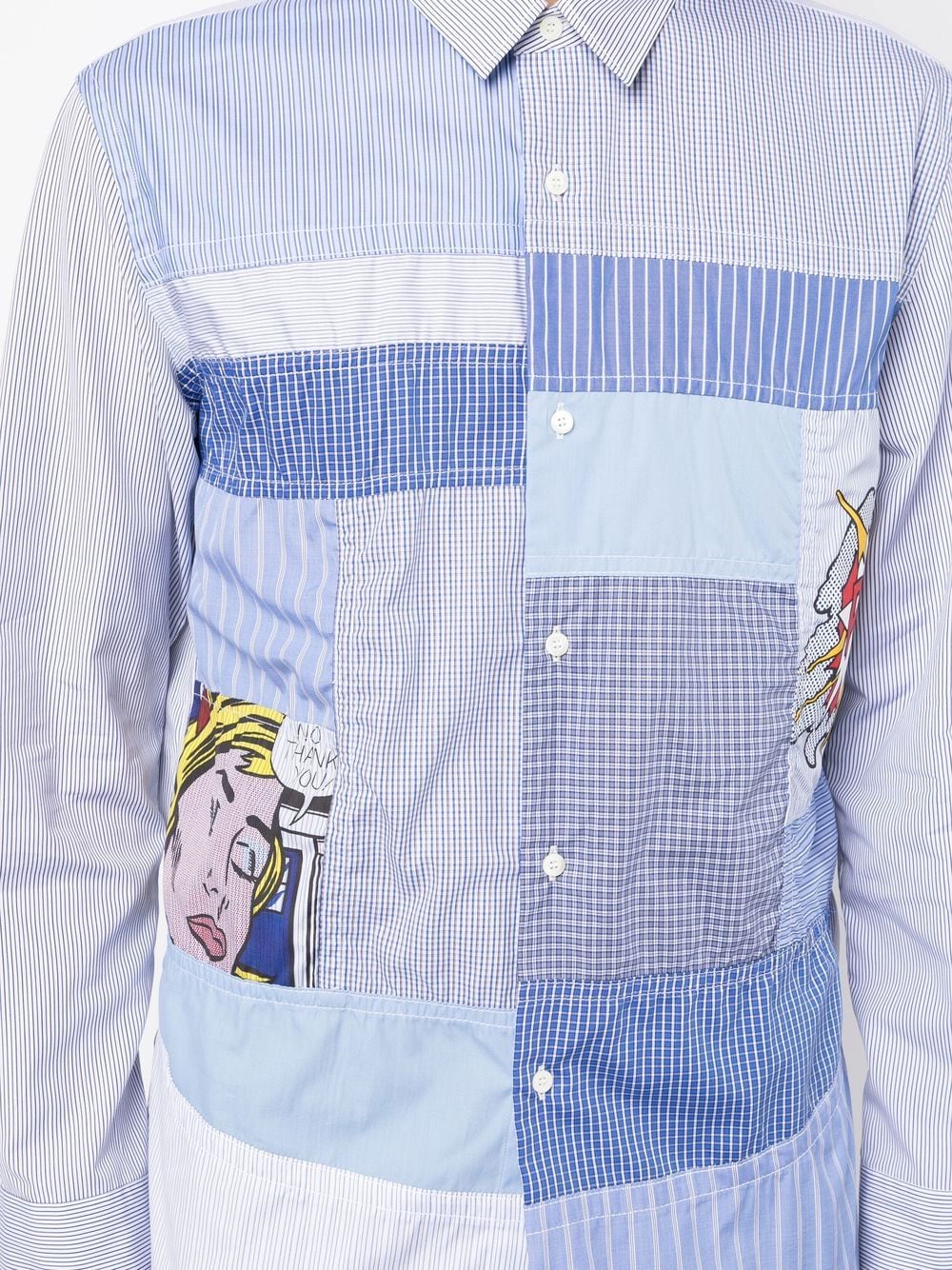 Shop Junya Watanabe Striped Patchwork Long Sleeve Shirt In Blue