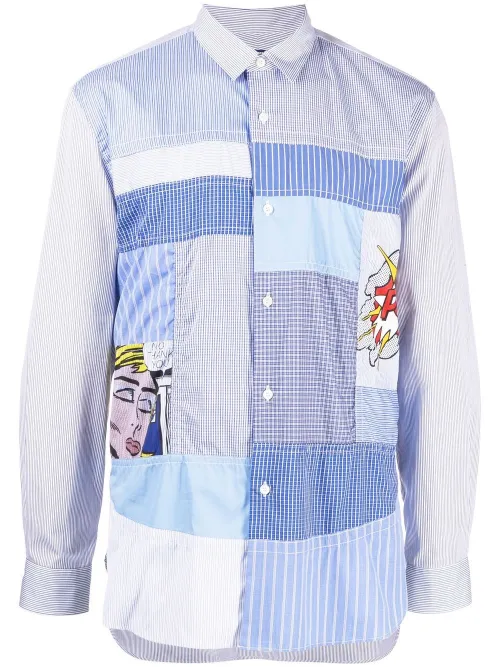 Chemise rayée à design patchwork - Junya Watanabe MAN - Modalova