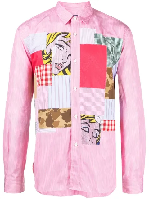 Junya Watanabe MAN camisa manga larga con diseño patchwork