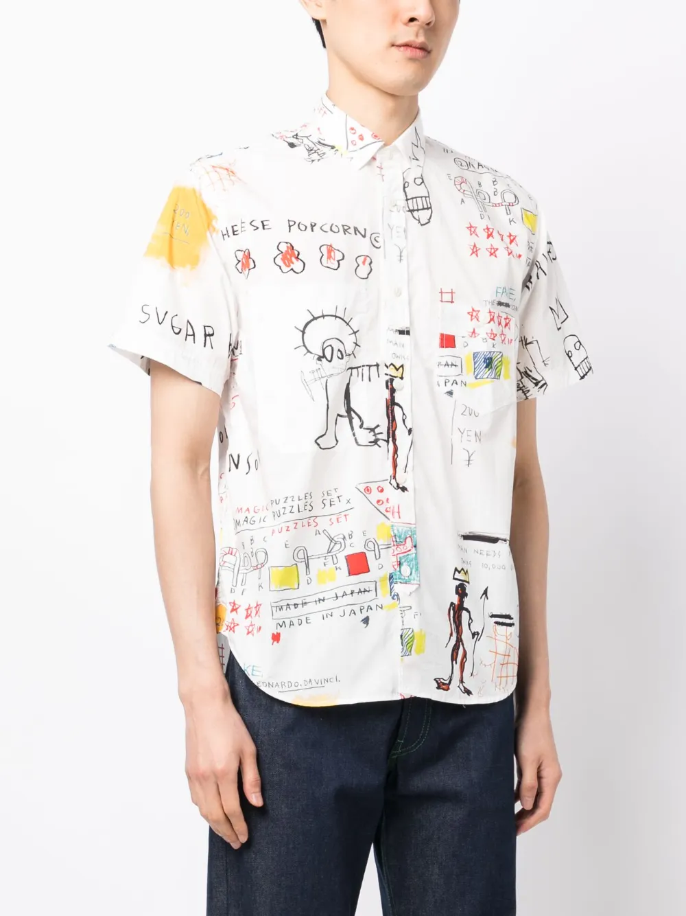 Shop Junya Watanabe Graphic-print Cotton Shirt In White