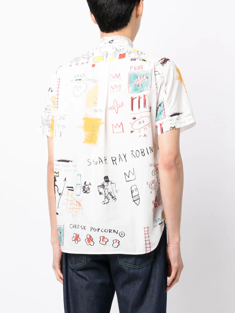 Shop Junya Watanabe Graphic-print Cotton Shirt In White