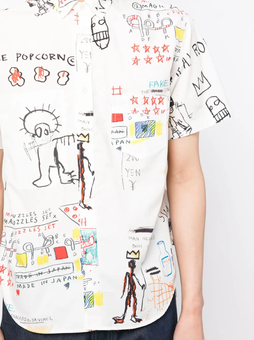 Shop Junya Watanabe Graphic-print Cotton Shirt In White