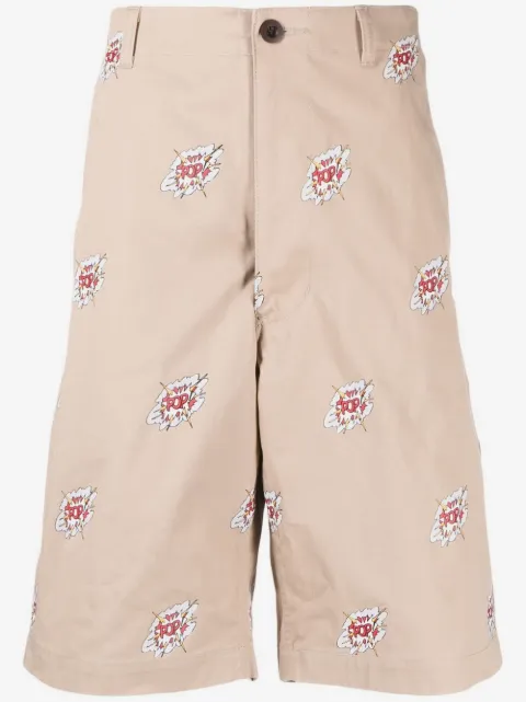 Junya Watanabe MAN graphic-print cotton shorts