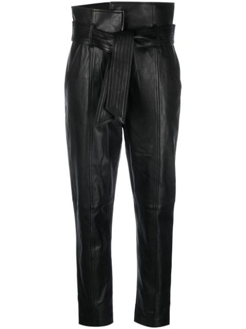 Veronica Beard belted faux leather trousers