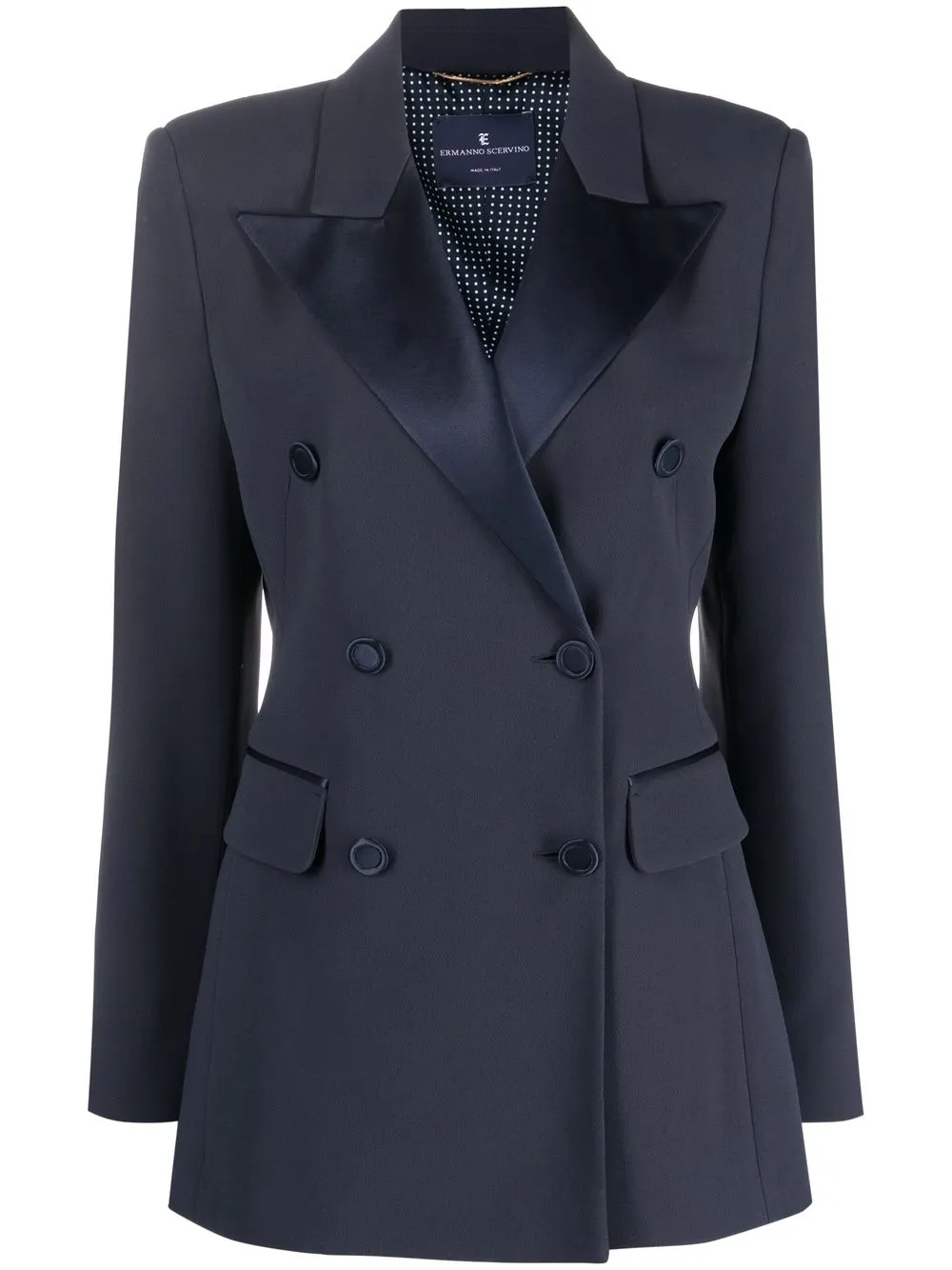 

Ermanno Scervino satin lapel double-breasted blazer - Blue