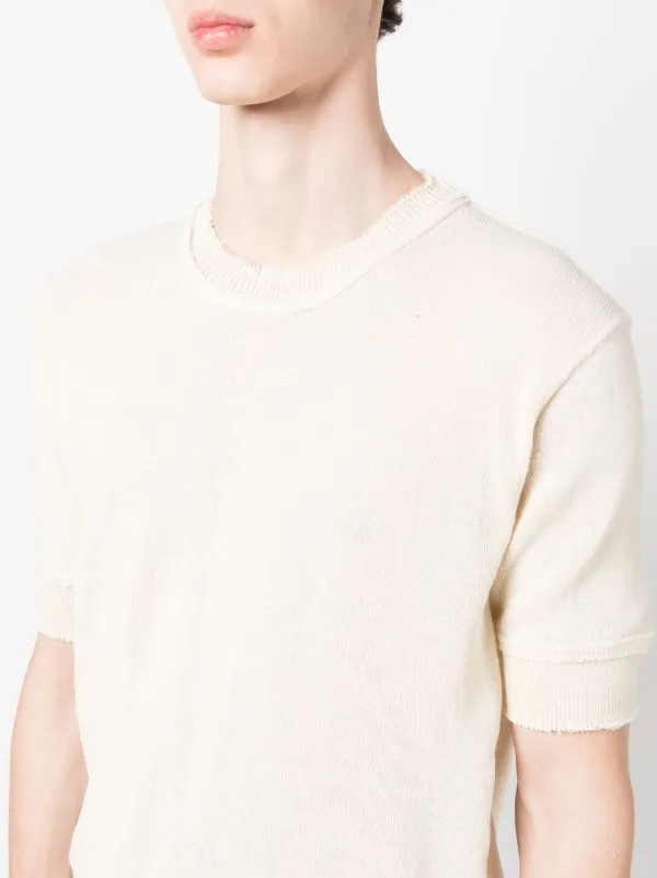 Maison Margiela ダメージカットソー Maison Margiela ダメージ ニット Tシャツ | ニュートラル