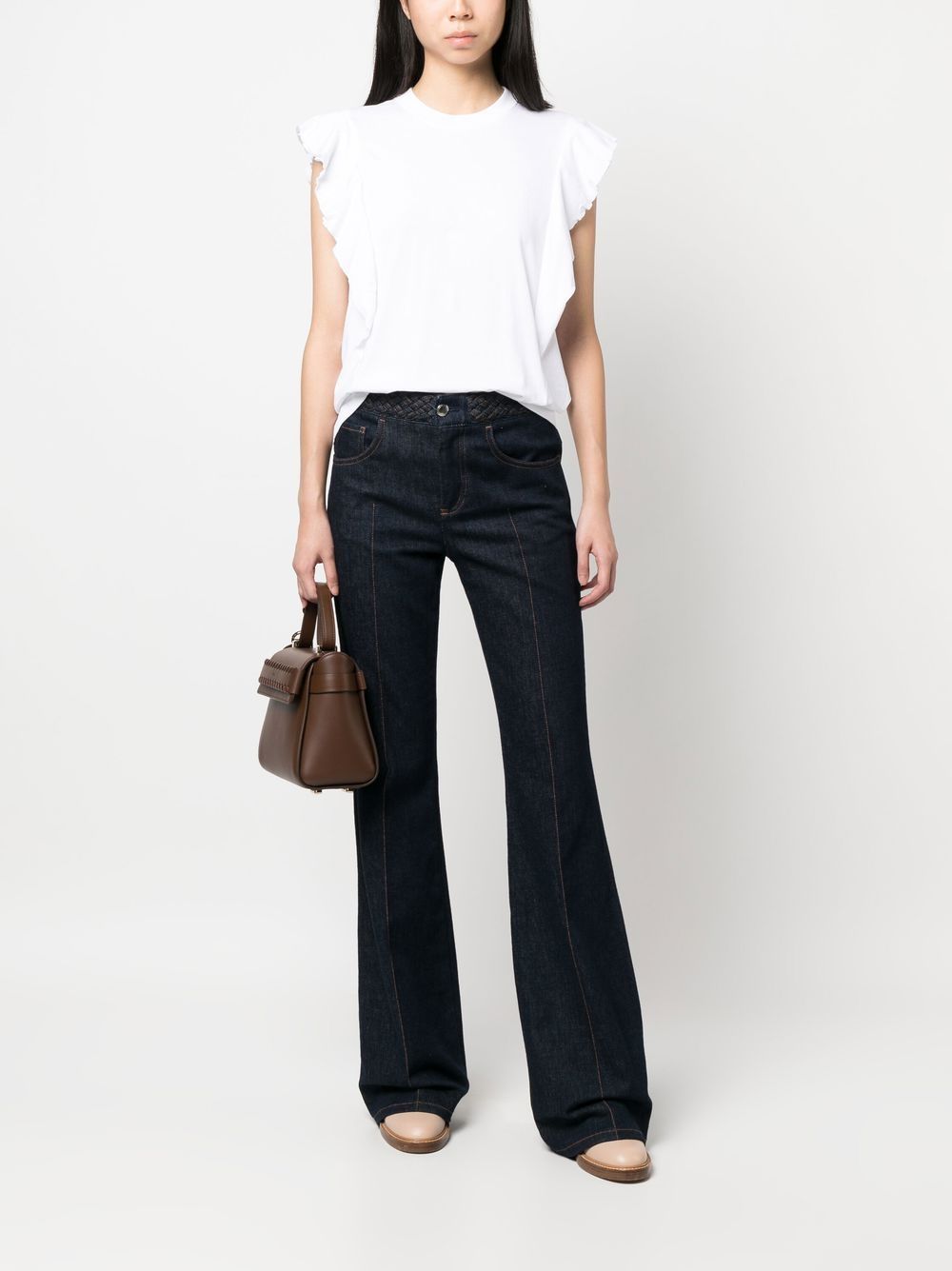 Shop Chloé Gathered-detail Sleeveless Top In Weiss