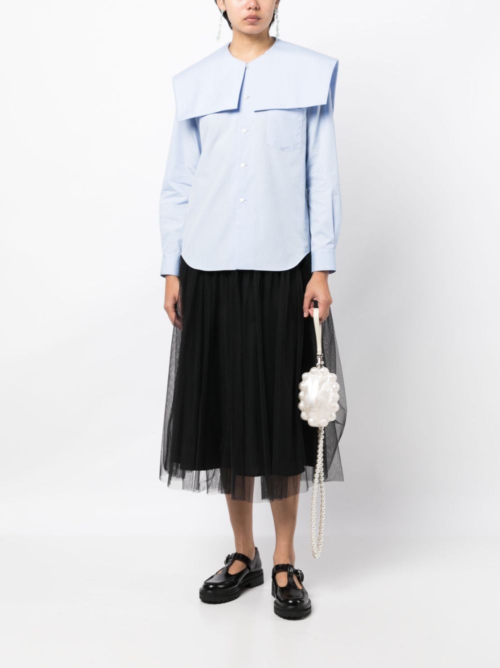 Comme Des Garçons Girl oversized square-collar poplin shirt - Blauw