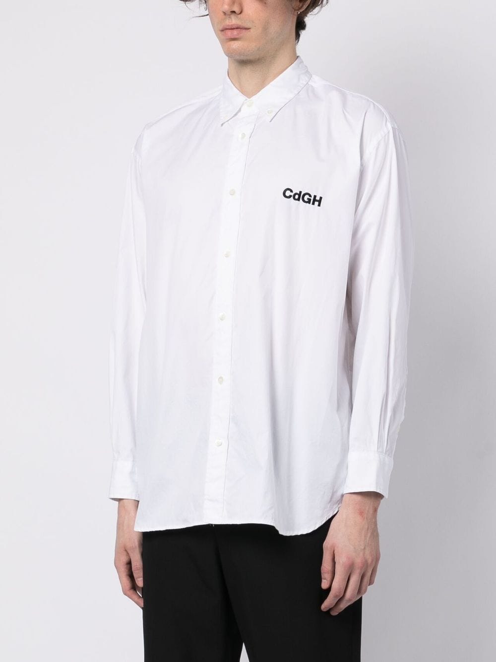 Shop Comme Des Garçons Homme Deux Embroidered-logo Long-sleeve Shirt In White