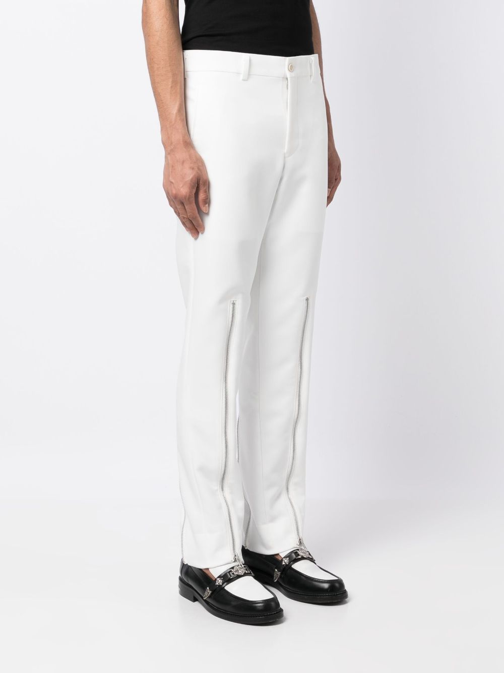 Shop Comme Des Garçons Homme Deux Decorative Zip-detailing Low-rise Trousers In White